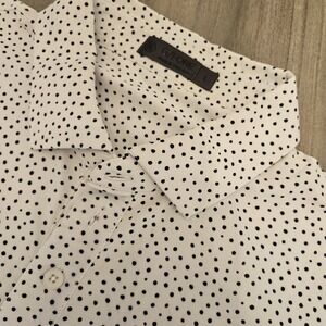 G/FORE Polo Shirt Mens Large White Polka Dot Golf Performance Stretch